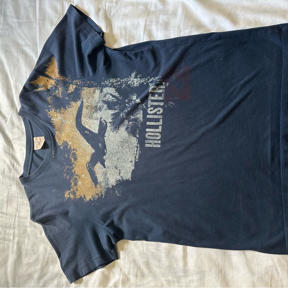 Hollister Blue Short Sleeve Tee with Graphic Design